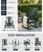 Oversized Outdoor Rocking Chairs Set of 2, HDPE Porch Rocker - Image 8