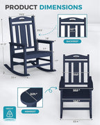 Oversized Outdoor Rocking Chairs Set of 6, 380lbs Heavy-Duty Large Patio Rocker - Image 2