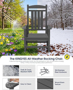 Oversized Outdoor Rocking Chairs Set of 2, HDPE Porch Rockers - Image 5
