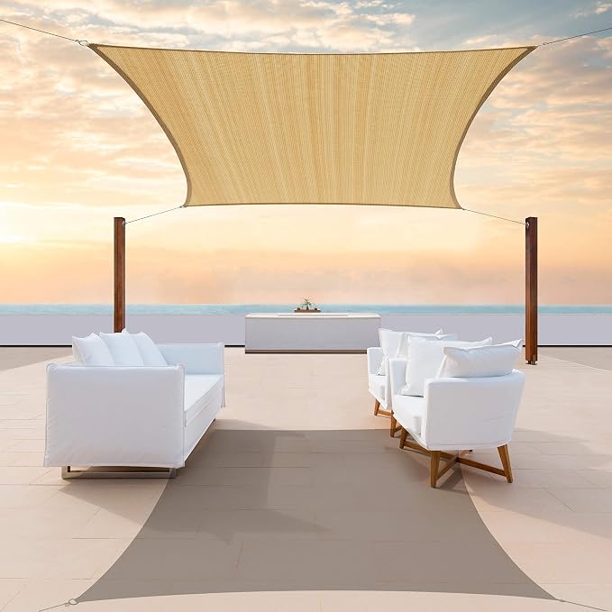 Colourtree CTAPR1220 Custom Size 17' x 22' Sand Beige Sun Shade Sail Canopy UV by ColourTree