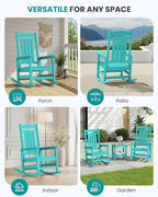 SERWALL Outdoor Rocking Chair Set of 2, Patio Rocking Chair, Aruba | HDPE - Image 9