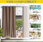 NICETOWN 2 Panels Outdoor Curtains Waterproof Extra Long W52xL108 Tan | - Image 8