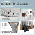 COBIZI 12x12 FT Pop up Gazebo on Clearance Canopy Tent, Carpas para Patio - Image 2