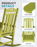 Oversized Outdoor Rocking Chair, 380lbs Heavy-Duty Large Patio Rocker, Weather - Image 4