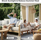 RYB HOME Outdoor Curtains for Patio Deck, Waterproof & Block Sunlight | Thermal - Image 2
