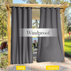 NICETOWN 2 Panels Outdoor Curtains Waterproof Extra Long W52xL108 Grey | - Image 8