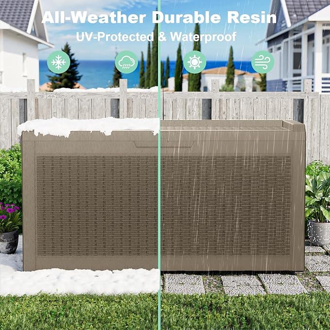 60 Gallon Waterproof Resin Deck Box, UV Resistant Outdoor Storage - Image 7