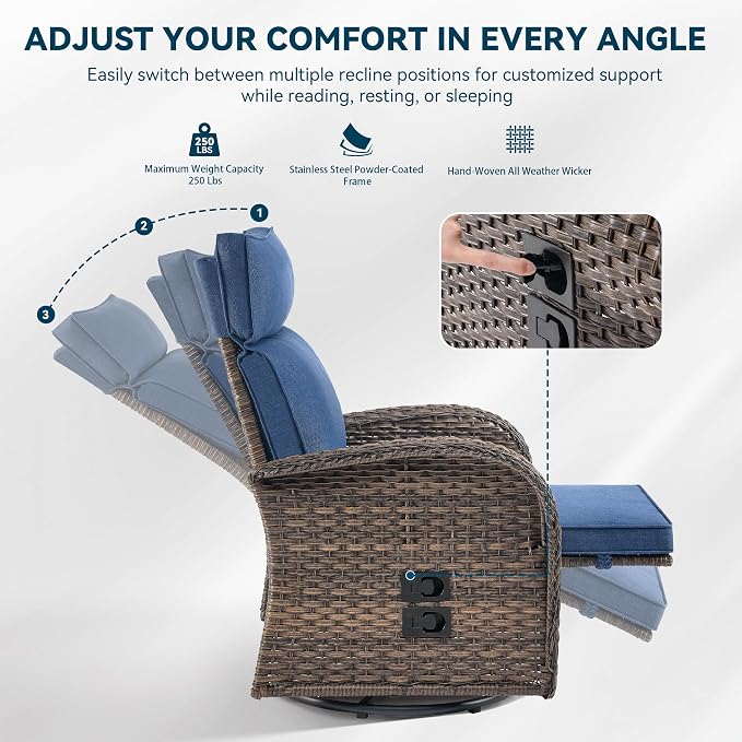 Zero Gravity Patio Swivel Recliner Chair - Image 6