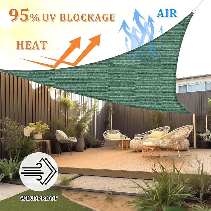 Shade&Beyond Custom Sun Shade Sail 13'x18'x22.2' Triangle Sun Sail Shades Patio - Image 2