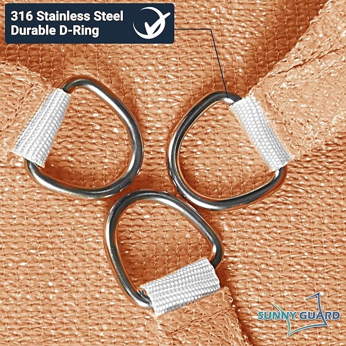 SUNNY GUARD Custom Size 8'x15' Peach Fuzz Sun Shade Sail Rectangle UV Block - Image 6