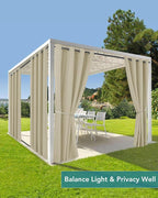 Windproof Outdoor Curtains for Patio Waterproof 4 Pcs 54x84 In Cream | Grommet - Image 6