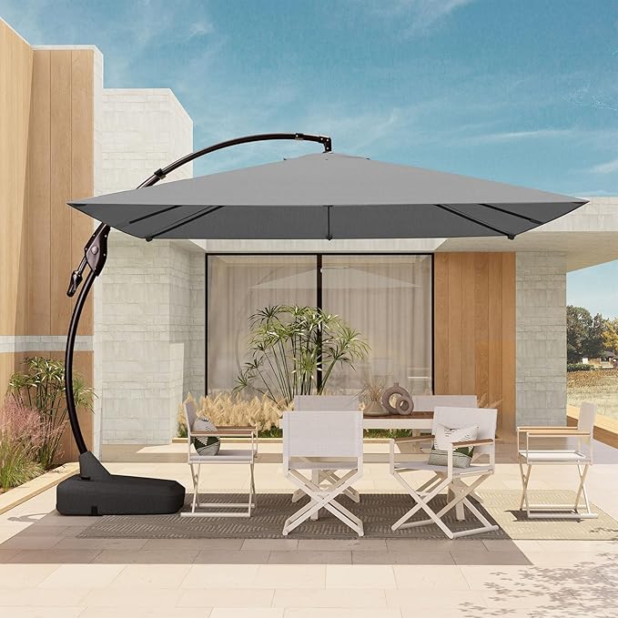 Grand patio Sunbrella 10x10 FT Large Cantilever Square Umbrella, Charcoal | by GrandPatio