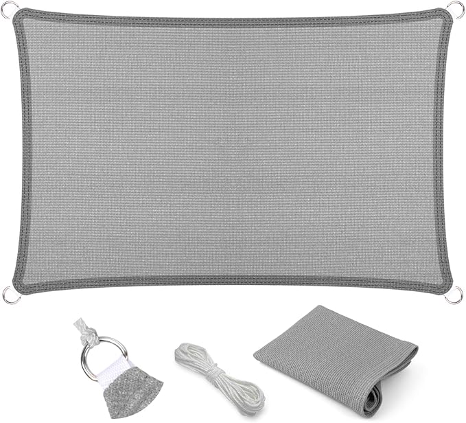 Eden's Decor Straight Flat-Edged 8' x 18' Grey Sun Shade Sail Rectangular by EdensDecorInc