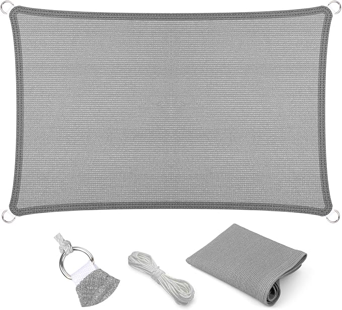 Eden's Decor Straight Flat-Edged 6' x 13' Grey Sun Shade Sail Rectangular by EdensDecorInc