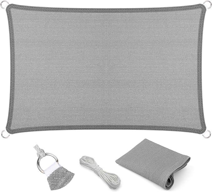 Eden's Decor Straight Flat-Edged 8' x 11' Grey Sun Shade Sail Rectangular by EdensDecorInc