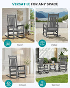 SERWALL Rocking Chair Outdoor, Oversized HDPE Patio Rocking Chairs, Yard | - Image 9
