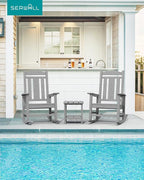 SERWALL Oversized Outdoor Rocking Chairs Set of 2, Patio Rocker, Space Gray | - Image 8