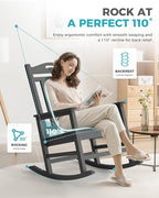Oversized Outdoor Rocking Chairs Set of 6, 380lbs Heavy-Duty Large Patio Rocker - Image 6