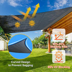 Sun Shade Sail 8' x 8' Graphite Grey Square Outdoor Canopy Cover | Outdoor sun - Image 4