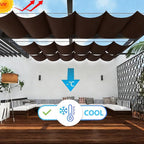 Sun Shade Sail Retractable Wave Waterproof 17' x 17' Shade Cloth Waterproof - Image 2
