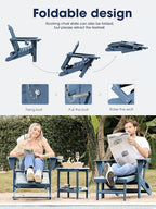 Adirondack Rocking Chair with Ottoman and Cup Holders | HDPE Porch Rocker - Image 4