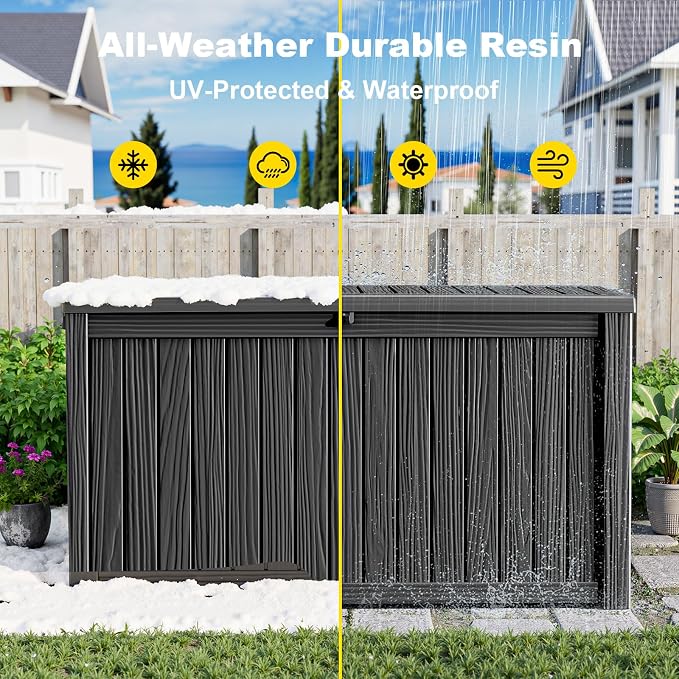 230 Gallon Outdoor Deck Box, Resin Waterproof Storage Box - Image 7