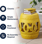 JONATHAN Y Lucky Coins 16" Ceramic Garden Stool Side Table, Matte Yellow | - Image 5