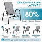 24.4" Outdoor Patio Stackable Chairs Set of 4, Outside Furniture - Image 7