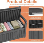 100 Gallon Wood-Grain Storage Bench, Waterproof & Lockable, Doubles as Bench - Image 6