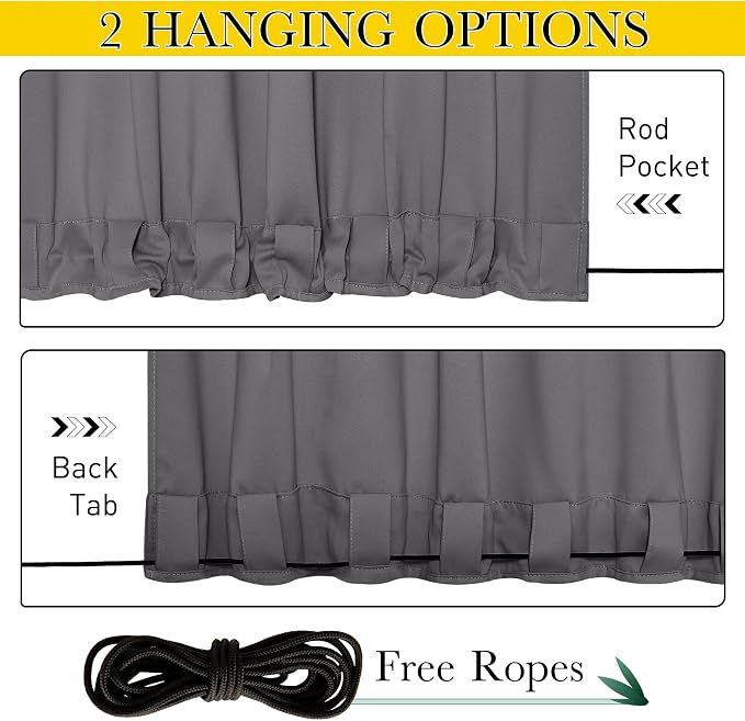 NICETOWN 2 Panels Outdoor Curtains Bottom Fixed - Image 8
