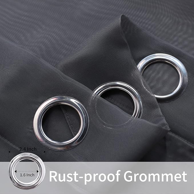 BONZER Outdoor Sheer Curtains for Patio Waterproof 2 Panels | Wide Grommet - Image 3