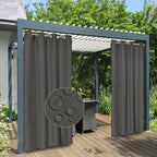 Easy-Going 100% Waterproof Outdoor Curtains 54x120 inch, Dark Grey | Windproof by Easy-Going