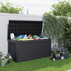 PatioZen 260 Gallon Resin Deck Box, Lockable Patio Outdoor Storage Box - Image 5