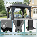 Aoxun 10x12FT Metal Frame Outdoor Gazebo, Dark Gray | UPF50+ Protection 50×50mm - Image 7