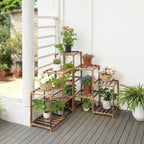 Wood Plant Stand Indoor Outdoor Corner Plant Shelf Stand, 5 Tiered 10 Potted - Image 6