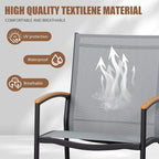 Shintenchi 3 Piece Outdoor Rocking Bistro Set, Textilene Fabric Small Patio - Image 5