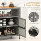 Tangkula Rattan Outdoor Storage Cabinet, Patiojoy Outdoor Cabinet - Image 6