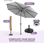 Midtown Umbrellas 10-Year-No-Fade - 8 Ft - UV Proof Black/White Stripes Fabric - Image 8