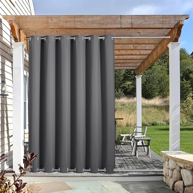 NICETOWN Blackout Outdoor Patio Curtain & Drape Waterproof, Top and Bottom by NICETOWN