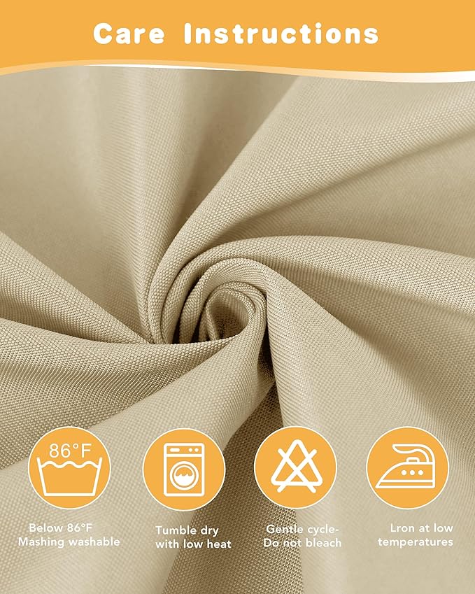 HolidayIdeas Outdoor Curtains for Patio Waterproof 4 Pcs 54x84 Inch Cream | - Image 7