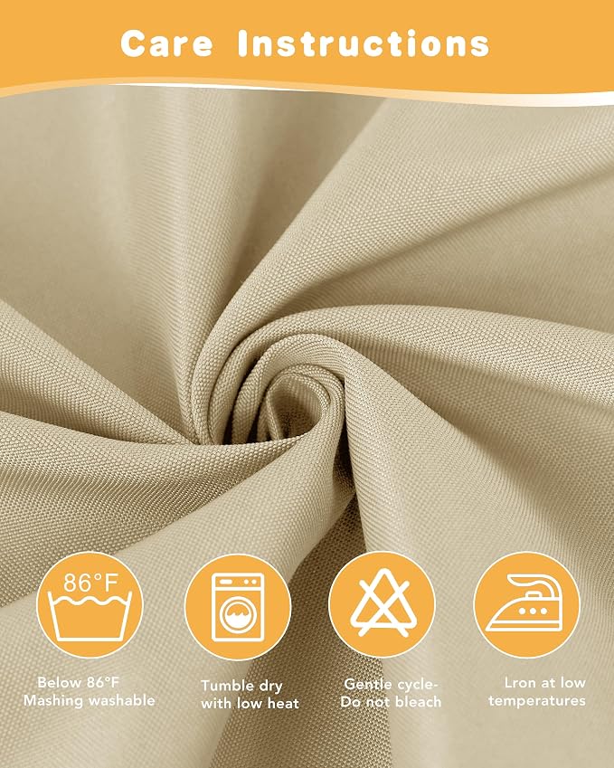 Extra Wide Outdoor Curtains for Patio Waterproof 4 Pcs 110x108 Inch Cream | - Image 7