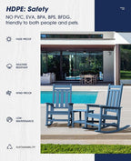 Oversized Outdoor Rocking Chair Set of 4, HDPE Patio Rockers - Image 7