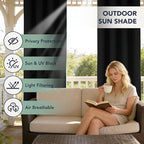Black Outdoor Curtains for Patio Waterproof, 8 Drape Panels | Privacy & - Image 3