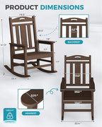 Oversized Outdoor Rocking Chairs Set of 3, 380lbs Heavy-Duty Large Patio Rocker - Image 2