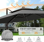9x12FT Cantilever Patio Umbrella Heavy-Duty Aluminum | 360° Rotating Double - Image 4