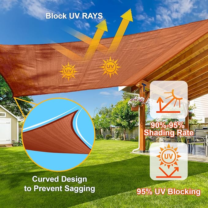 Sun Shade Sail 8'x12'x14.4' Terra Red Triangle Custom Size | 95% UV Block - Image 4