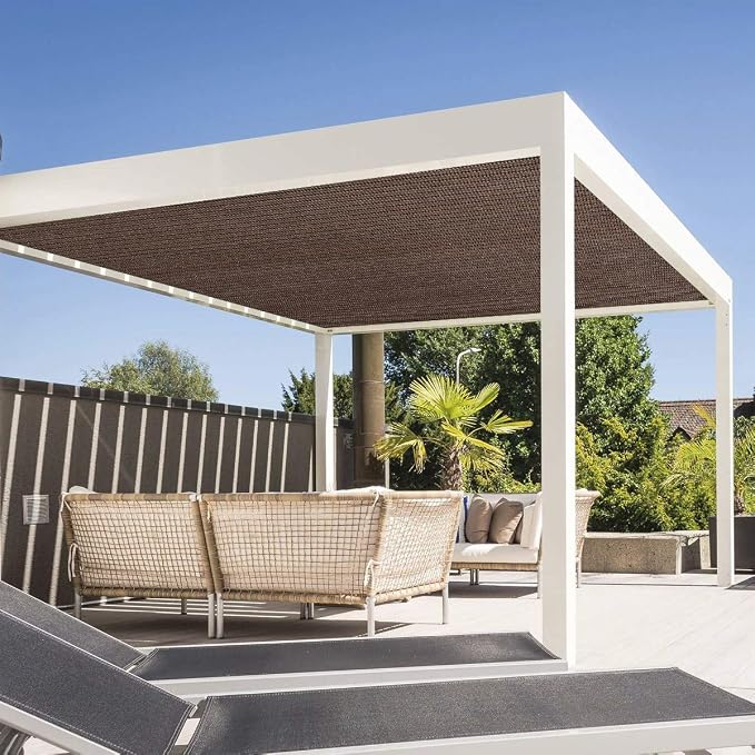Eden's Decor Straight Flat-Edged Sun Shade Sail Rectangular 5' x 18' Brown - Image 6