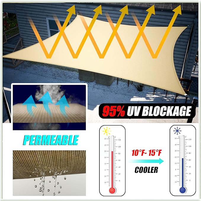 Amgo Custom Size 17' x 23' x 28.6' Red Right Triangle Sun Shade Sail UPF50+ - Image 2