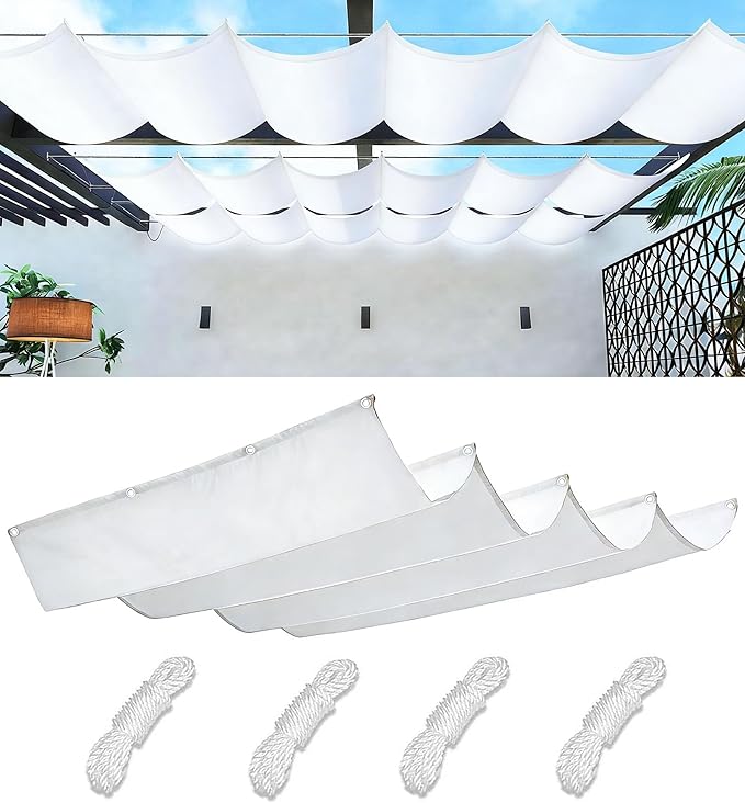 Retractable Wave Sun Shade Sail 8' x 14' Waterproof Pergola Shade Cloth Cover by WoaceSunShadeSail