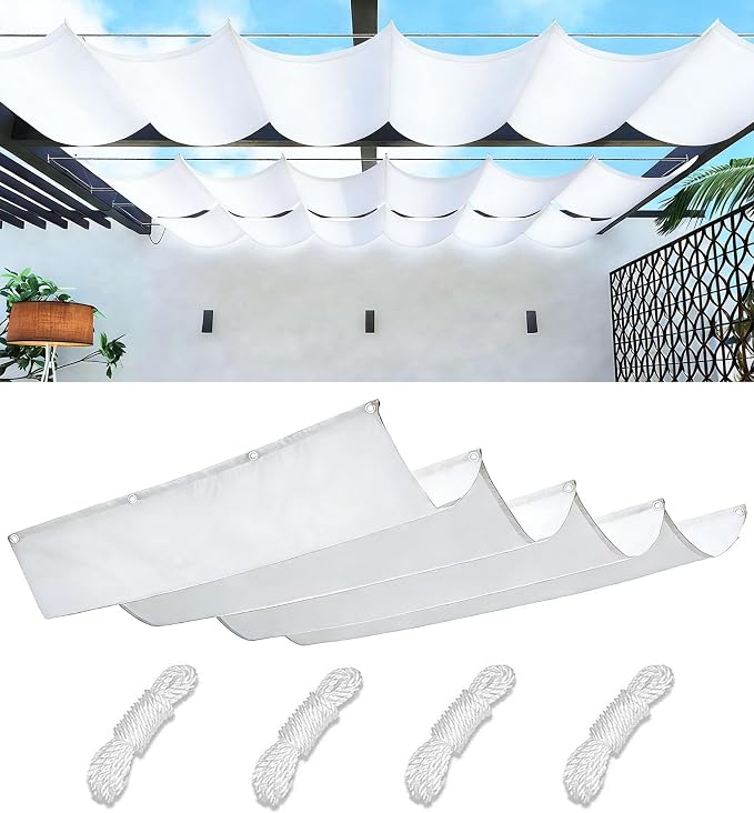 Sun Shade Sail Retractable Wave Waterproof 12' x 22' Shade Cloth Waterproof by WoaceSunShadeSail